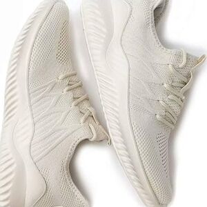 Cream Knit Sneakers